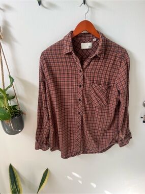 Wilfred Rust and Black Plaid Button-Down Shirt